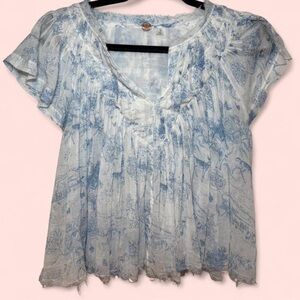 Free people Blue and White Women's Top